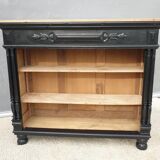 Neoclassical black wood bookcase with columns