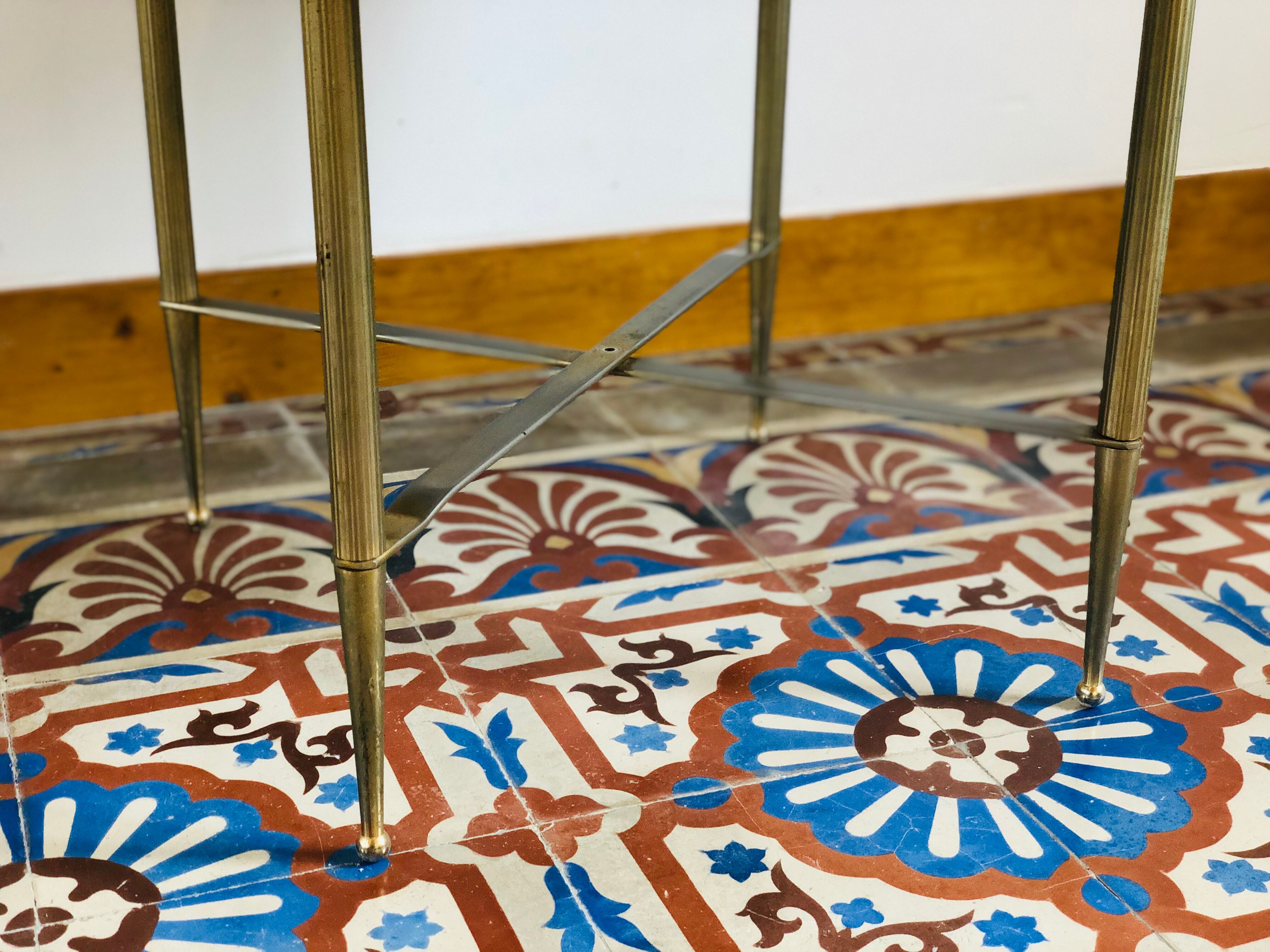 Brass and marble round coffee table
