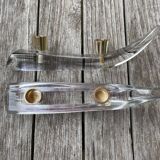 Paire de bougeoirs cristal Schneider en forme de pirogue