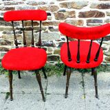 Pair of red furry chairs from the 70s
