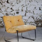 Vintage "Pixi" style armchair in velvet and chrome, 1970