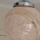 suspension glass globe pink and gold on a metal aluminium stem and structure