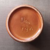 Cache pot en terre cuite émaillée - Art naïf - Daté de 1953