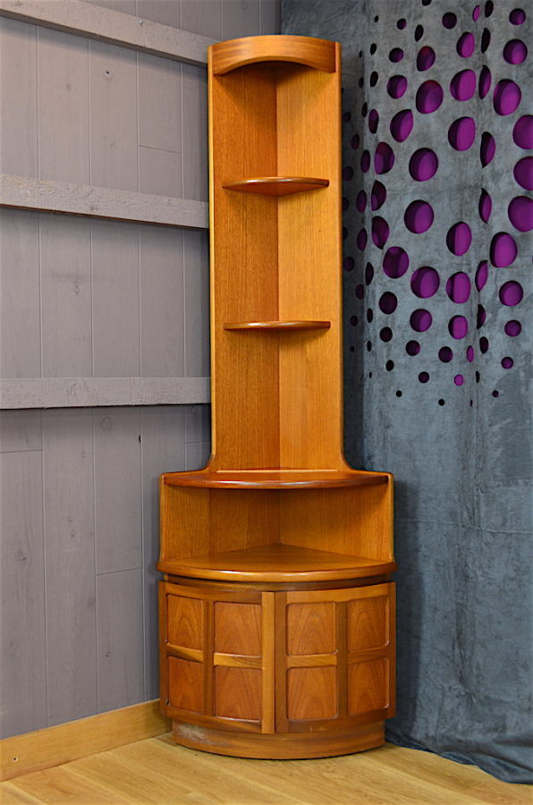 Scandinavian corner shelf in 1960 teak
