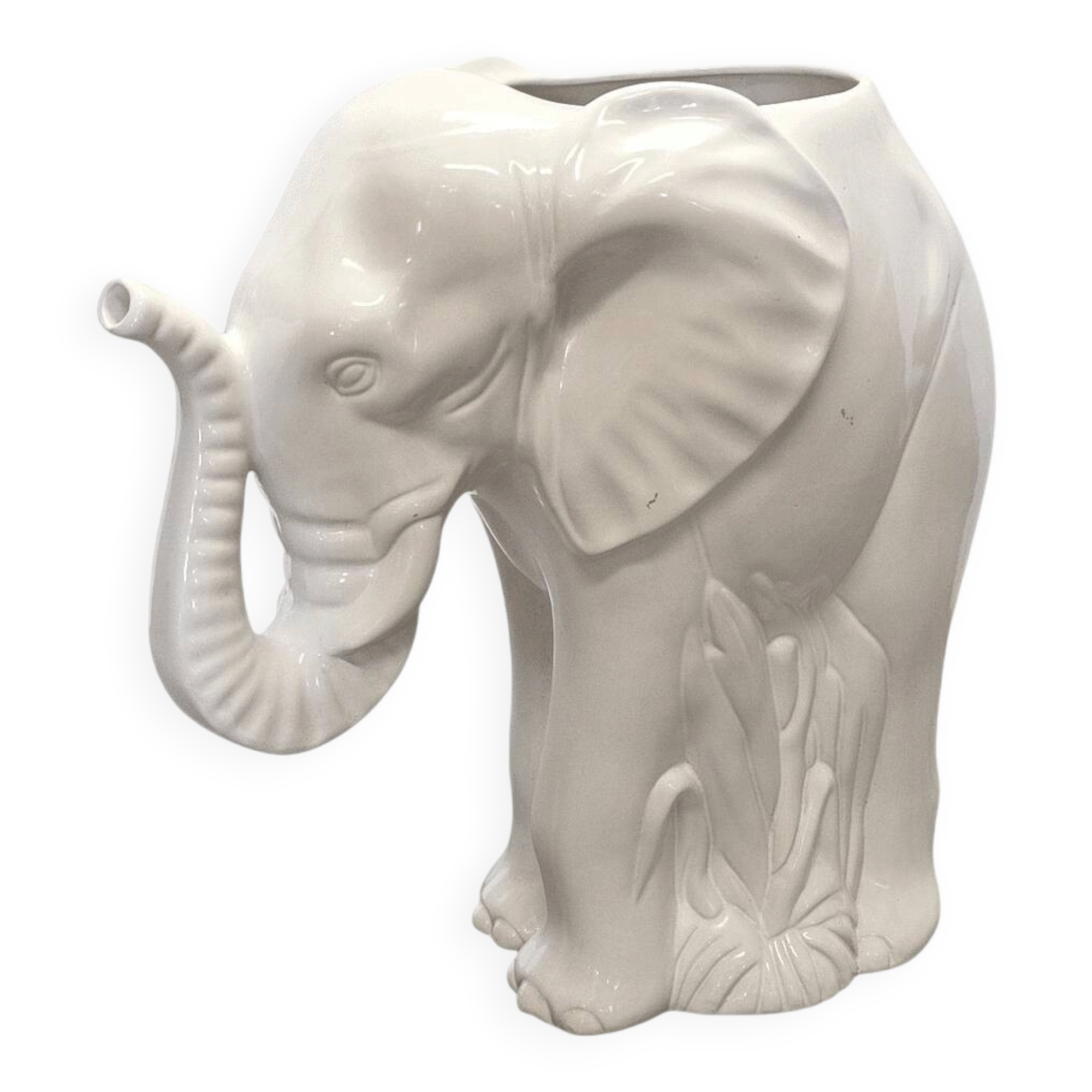 Vintage French Ceramic Elephant Planter / Umbrella Stand, 1970s