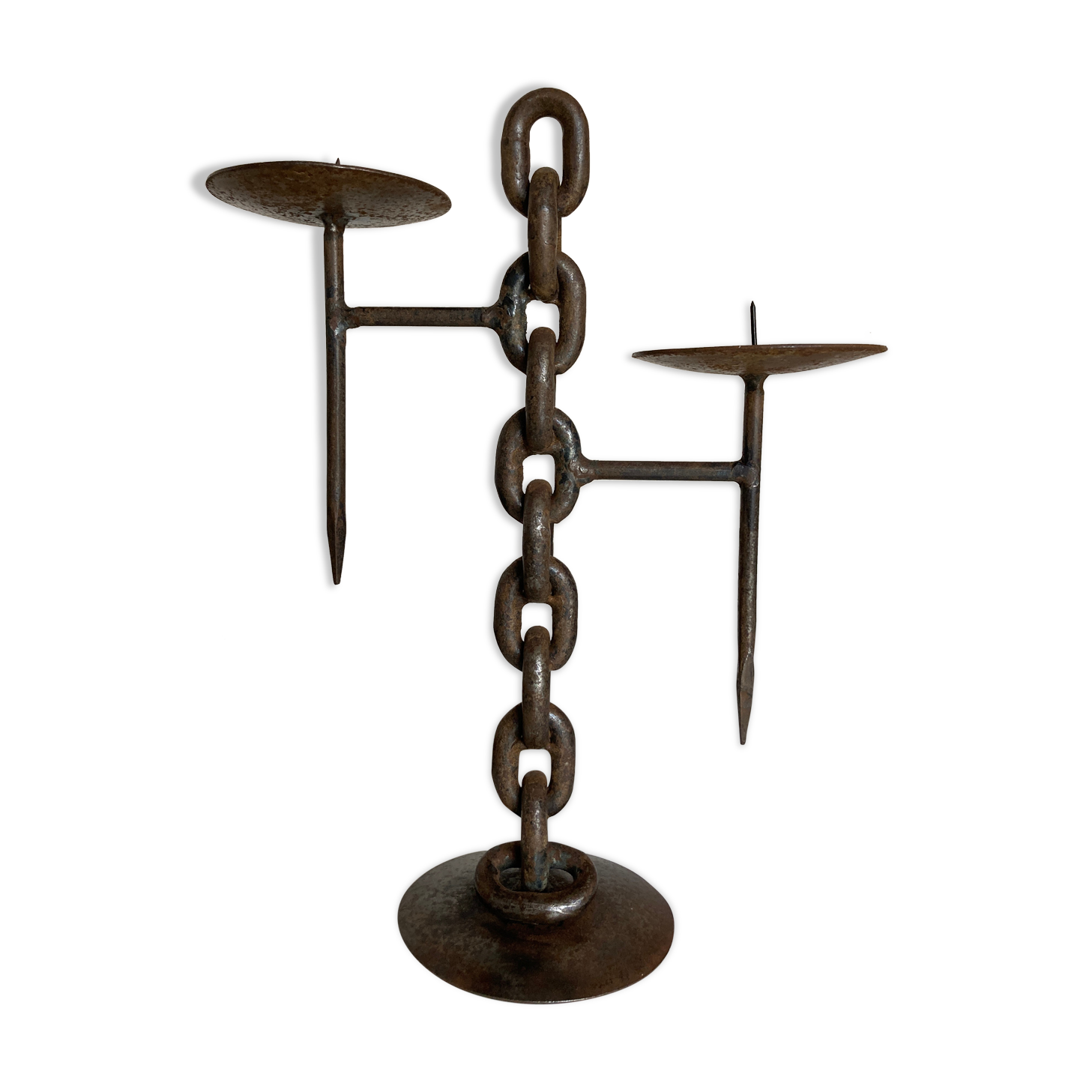 Raw beaten iron candlestick 1970