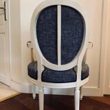 Médaillon Bleu Chiné Blanc  Epoque XIXe Restauré Traditionnellement