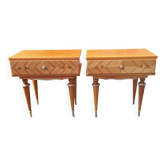 Pair of nightstands, vintage, 50s/60s, marquetry