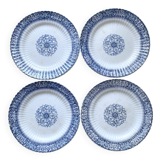 Assiettes à dessert terre de fer Sarreguemines modèle "Broderie"