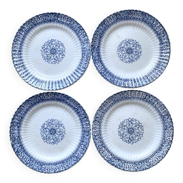 Sarreguemines ironstone dessert plates, "Embroidery" model
