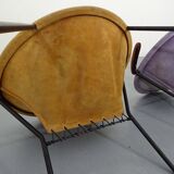 Danish Sueded Balloon Chairs by Hans Olsen for Lea Furniture, 1950s, Set of 4