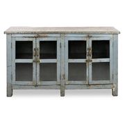Glazed sideboard in patinated solid wood