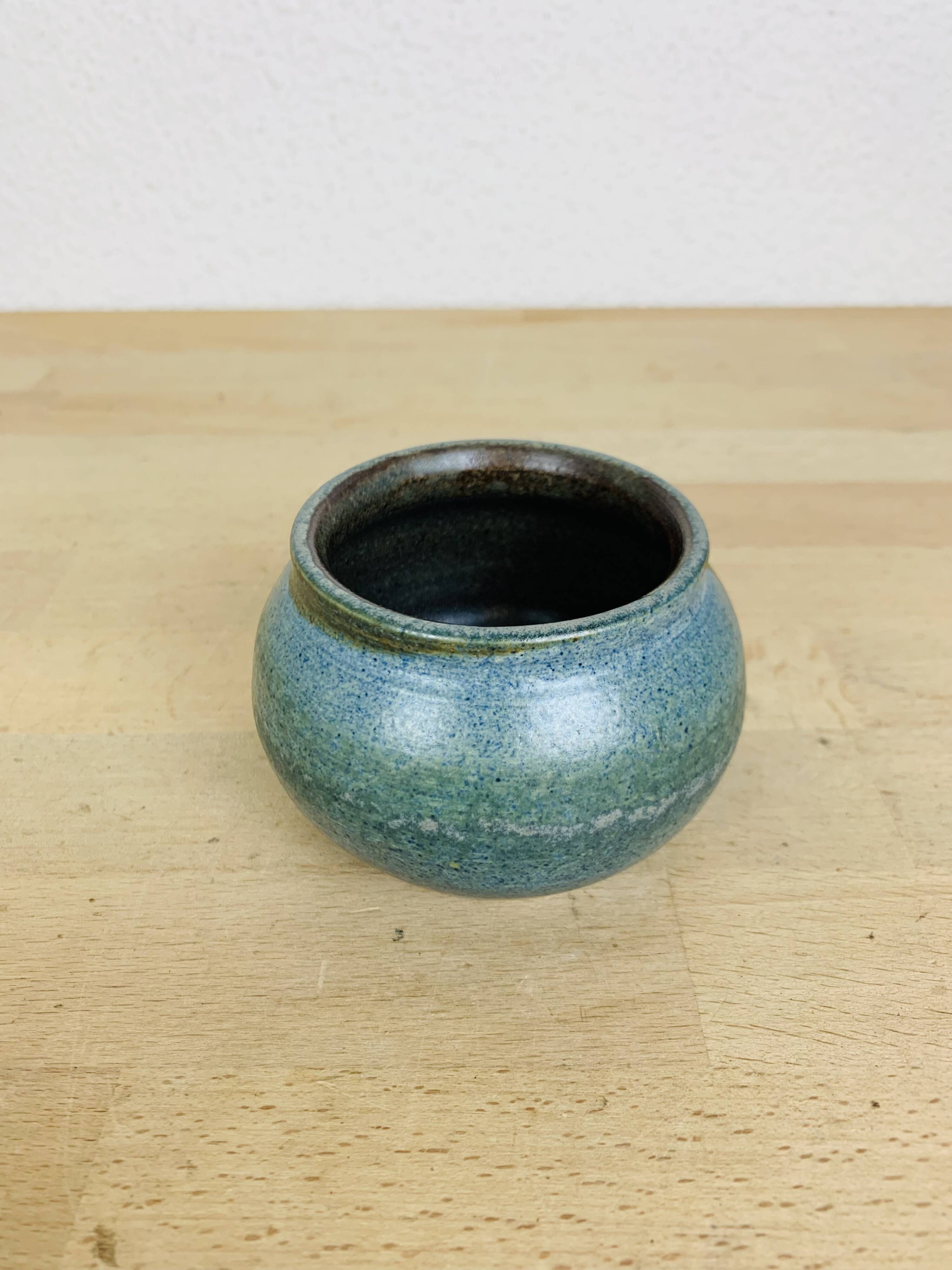 Blue stoneware ball vase