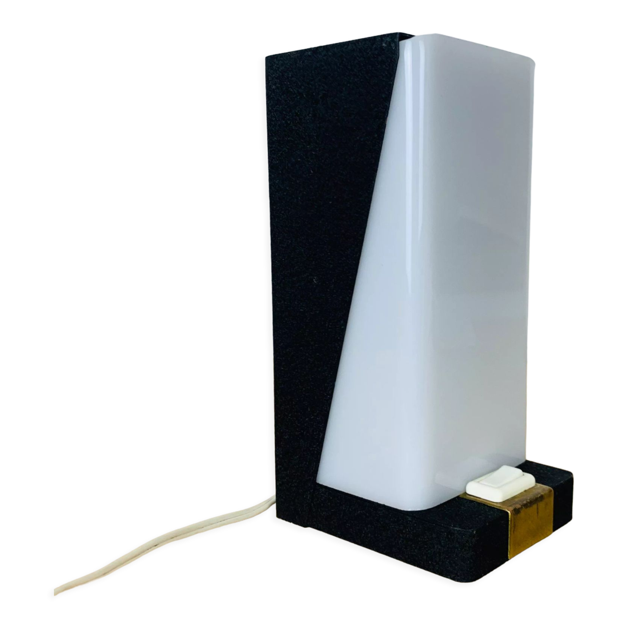 Lampe années 50 noire et dorée