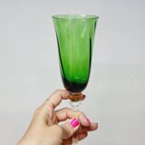 6 Flûtes A Champagne En Verre Soufflé Torsadé 2 Couleurs Vert Et Ambré