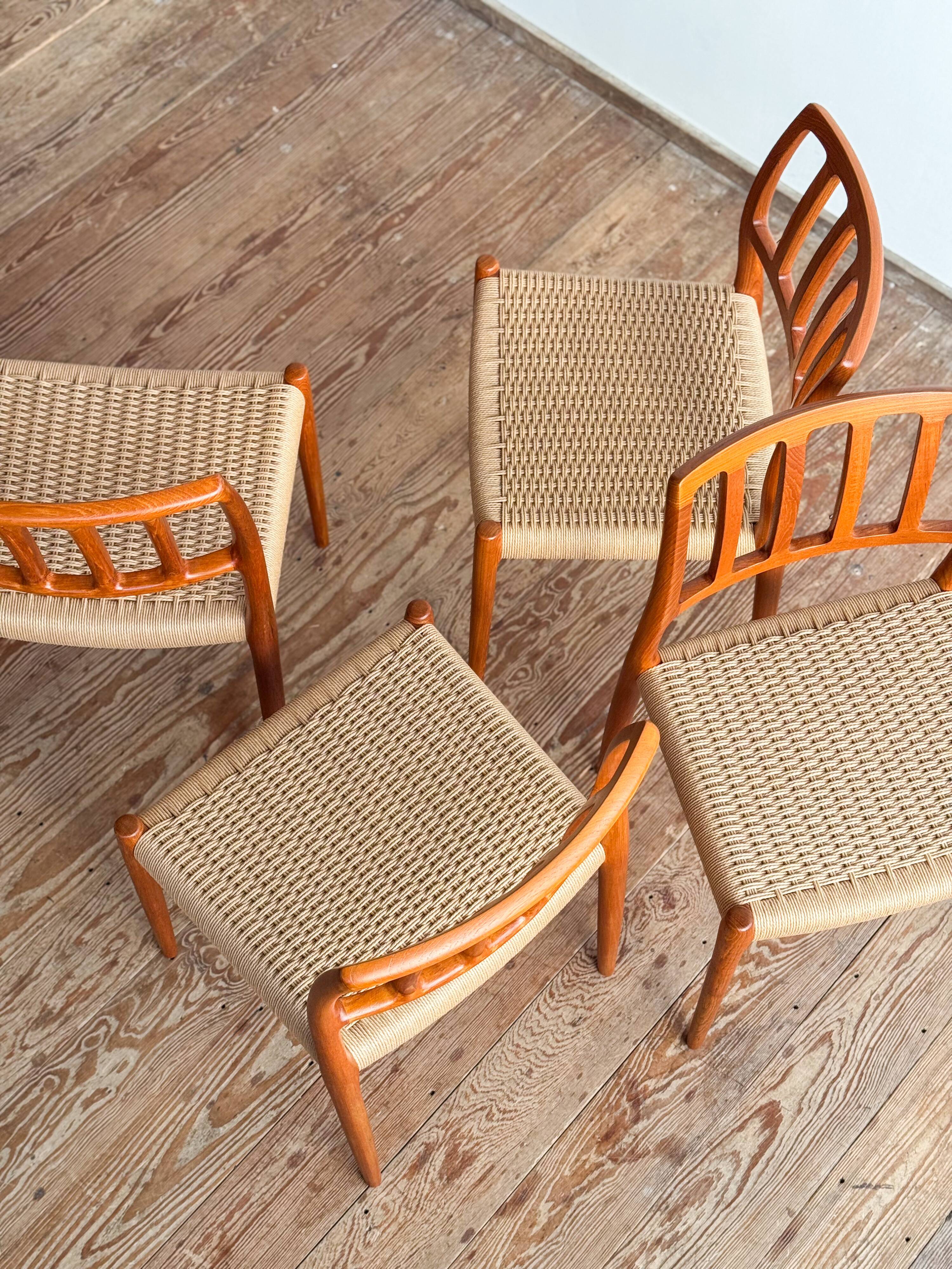 4 chaises danoises par Niels O. Møller, JL. Moller # 83, années 1960