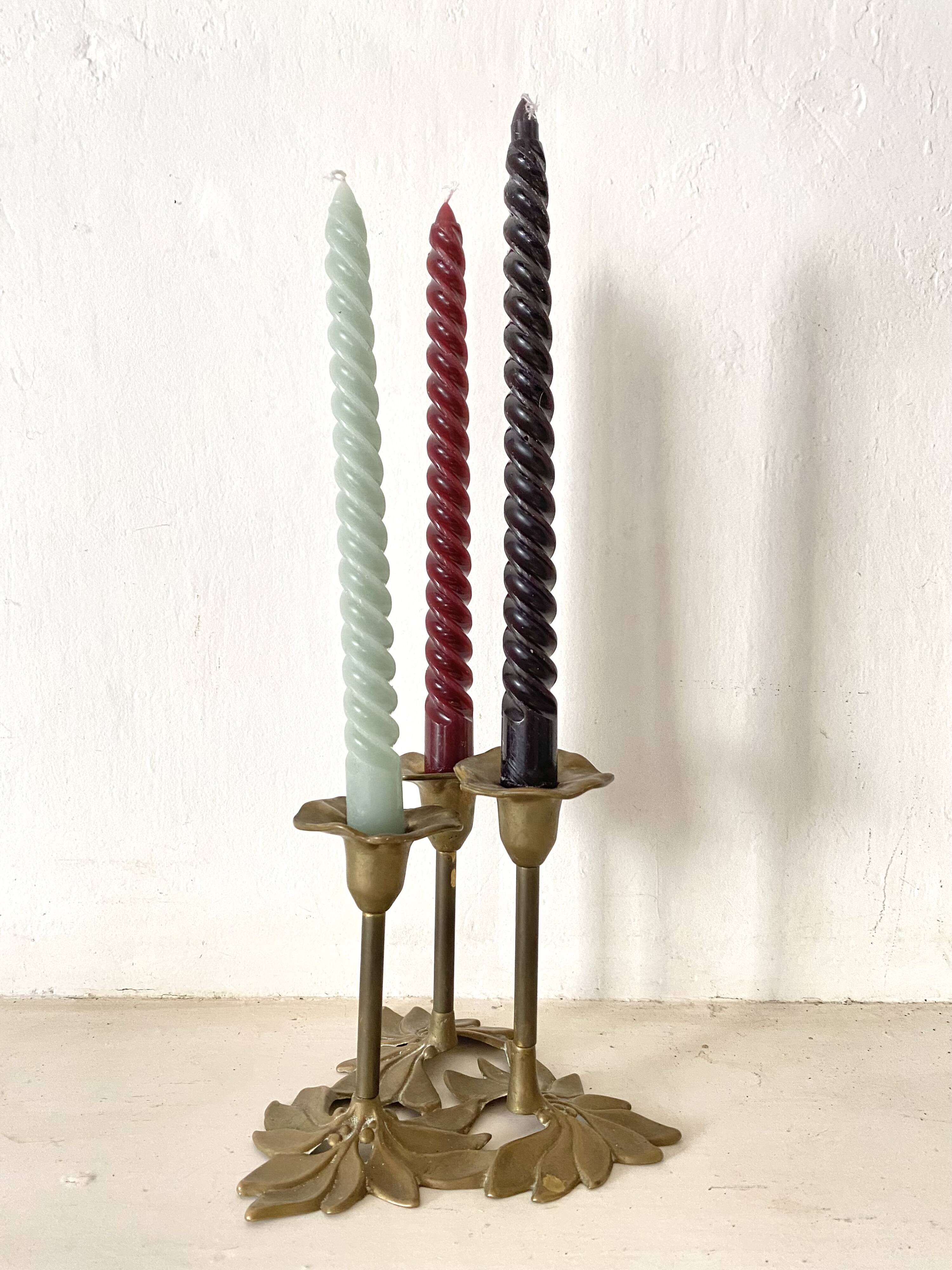 Floral Brass Candle Holder