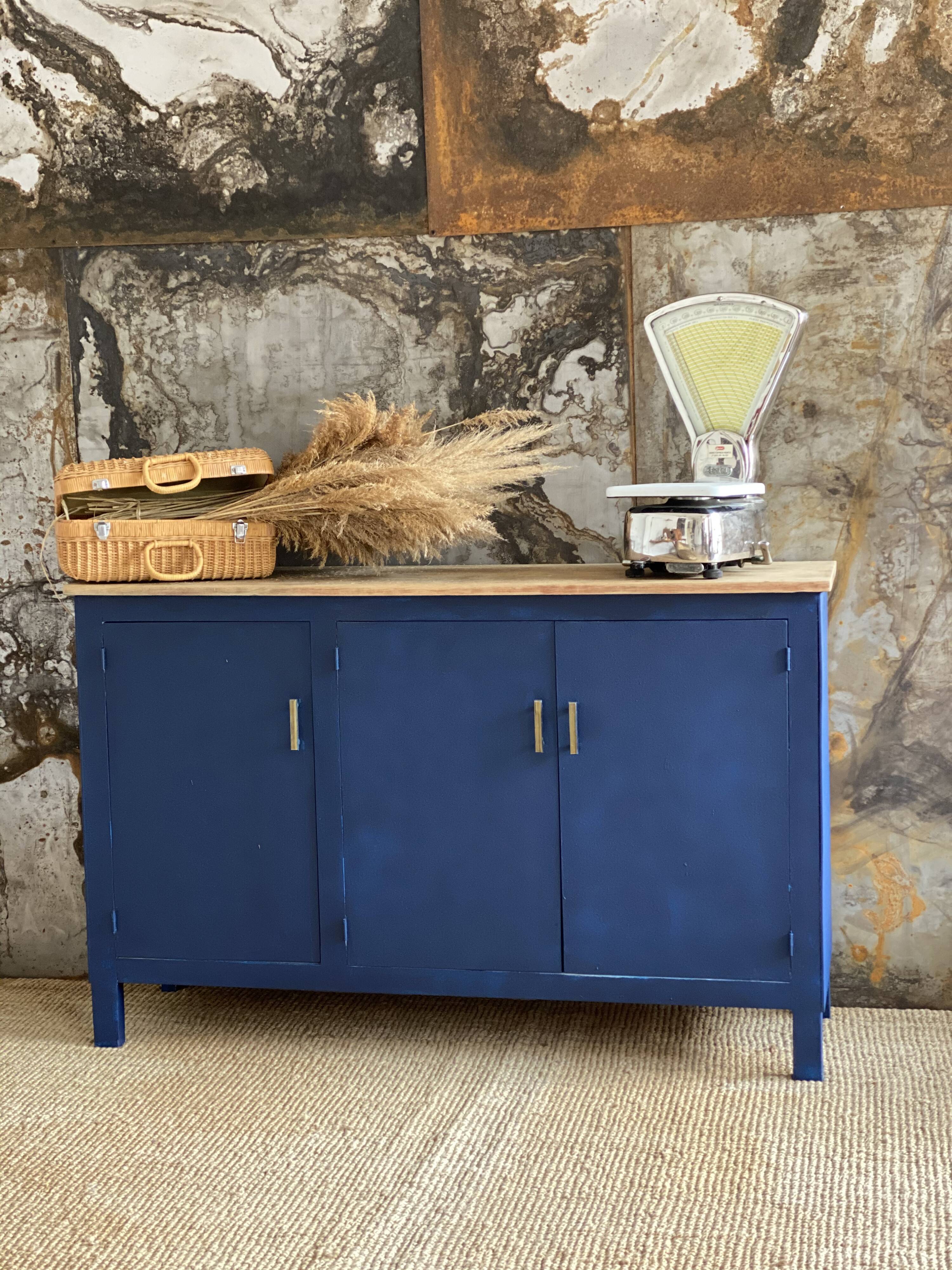 Buffet raw wood - king blue