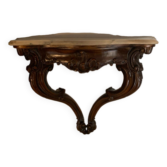 Console murale bois et marbre