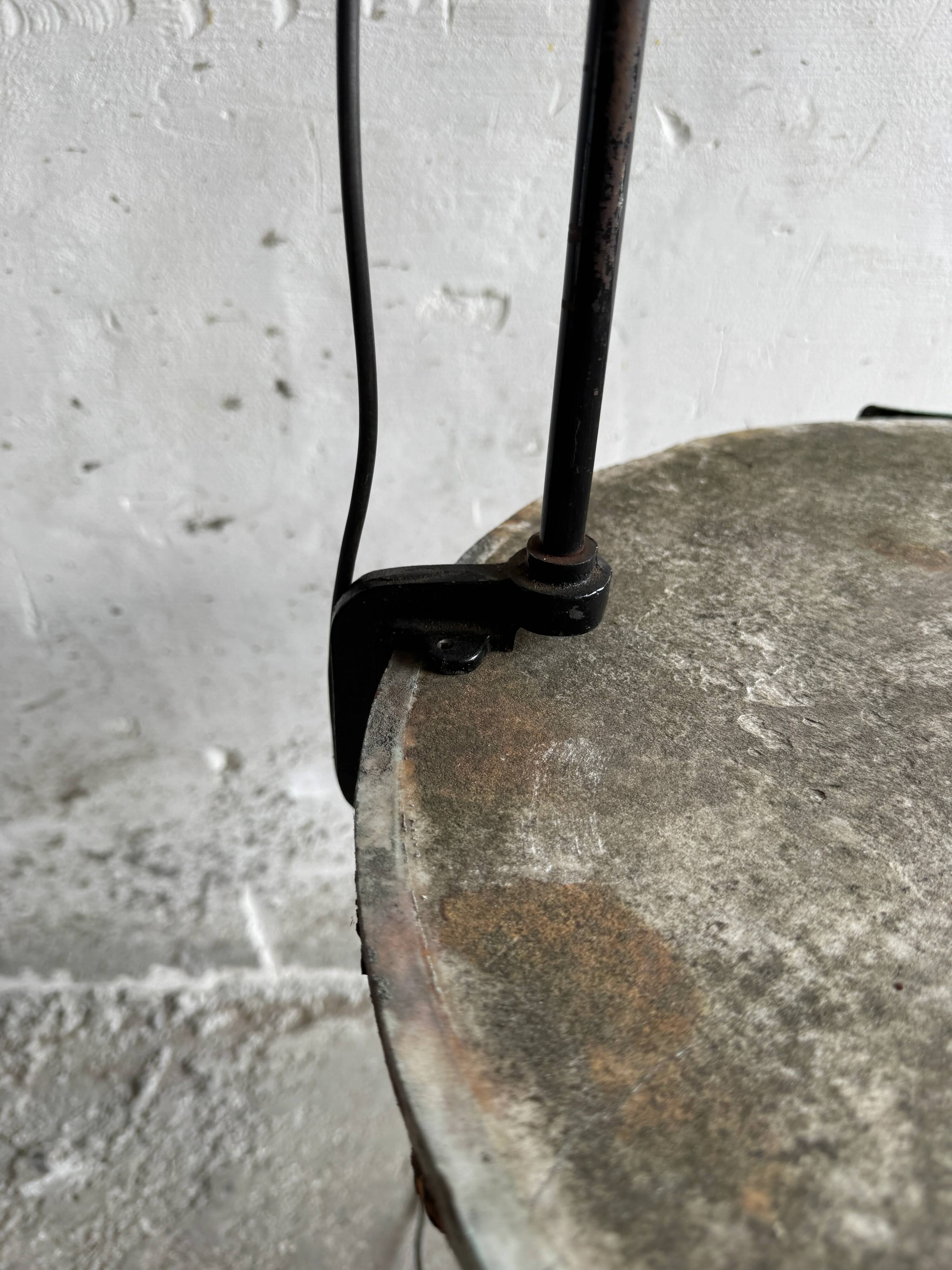 Vintage Black Metal Screw-On Industrial Clamp Lamp with Adjustable Arm and Conical Shade