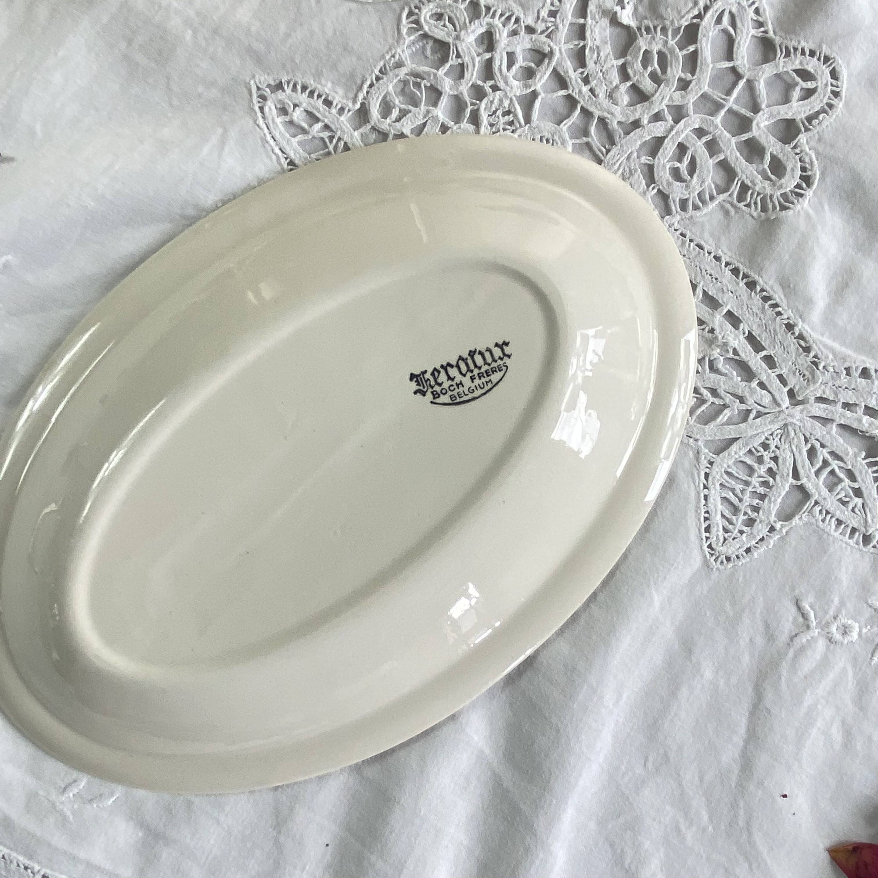 Small serving dish, antique Boch et Frères Kéralux blue earthenware