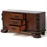 Hand carved 19th century Burr Walnut Sideboard cabinet with big Lion claw / paw feet.