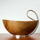 Mid-Century Modern Teak and Silver Plated Metal Bowl from Grasoli, Italy, 1960s