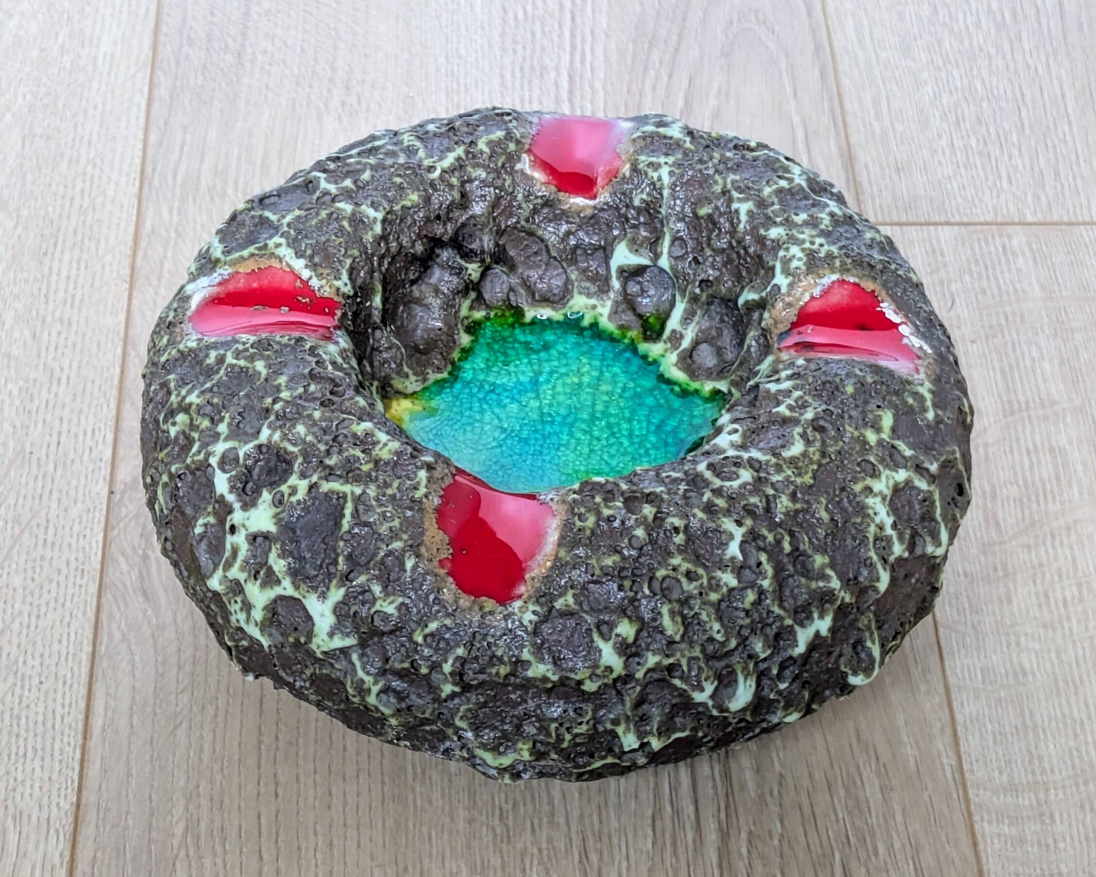 ceramic ashtray – France, 1960s – volcanic enamel