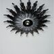Spanish sunburst ceiling light – dark gilt metal rays, 1950s