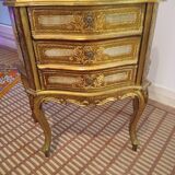 Table chevet 3 tiroirs 1950 -1970 italien bois doré