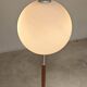 Modernist floor lamp in teak, chrome metal, opaline, Czechoslovakia 60s