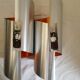 Pair of 70s brushed steel sconces