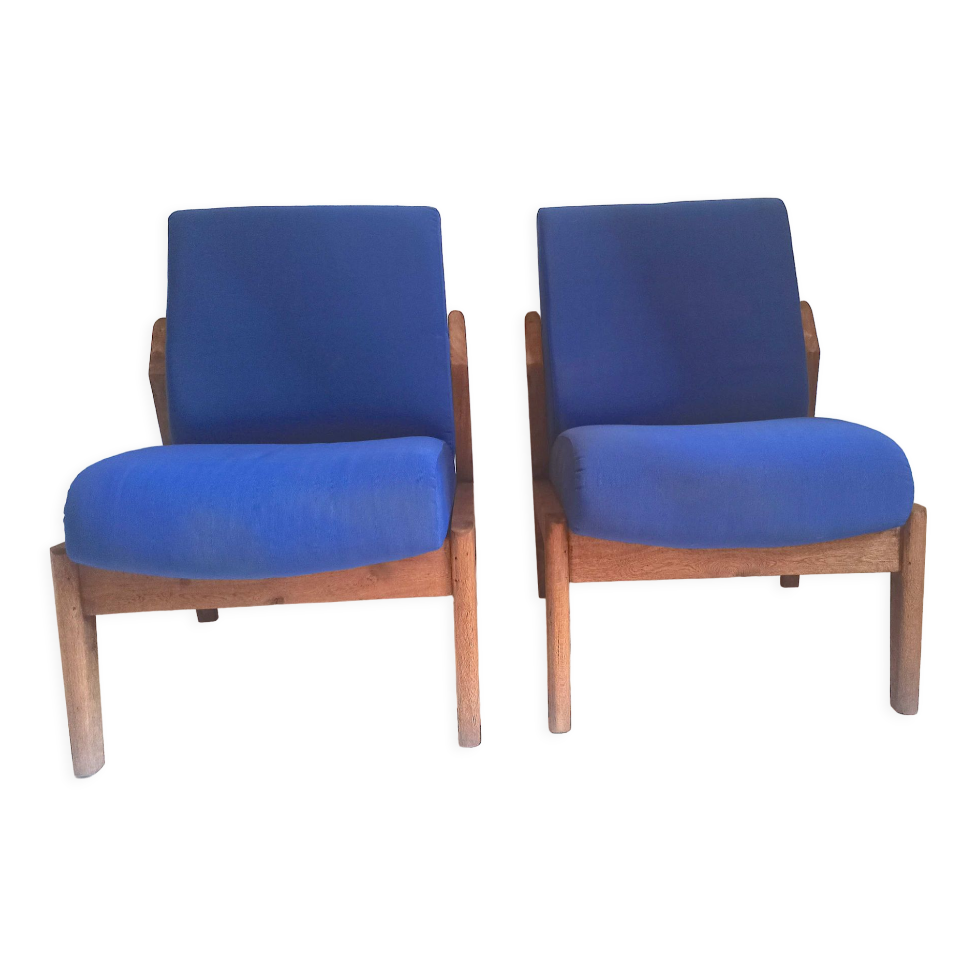 Pair of solid teak armchairs 50s