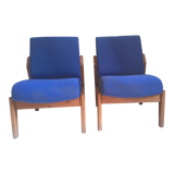 Pair of solid teak armchairs 50s