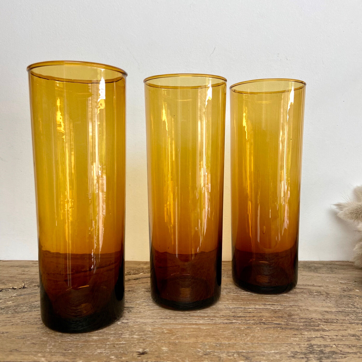 6 amber Long Drink glasses