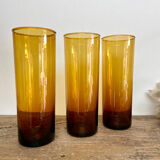 6 amber Long Drink glasses