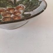 Vintage ceramic bowl – embossed grape pattern in slip style