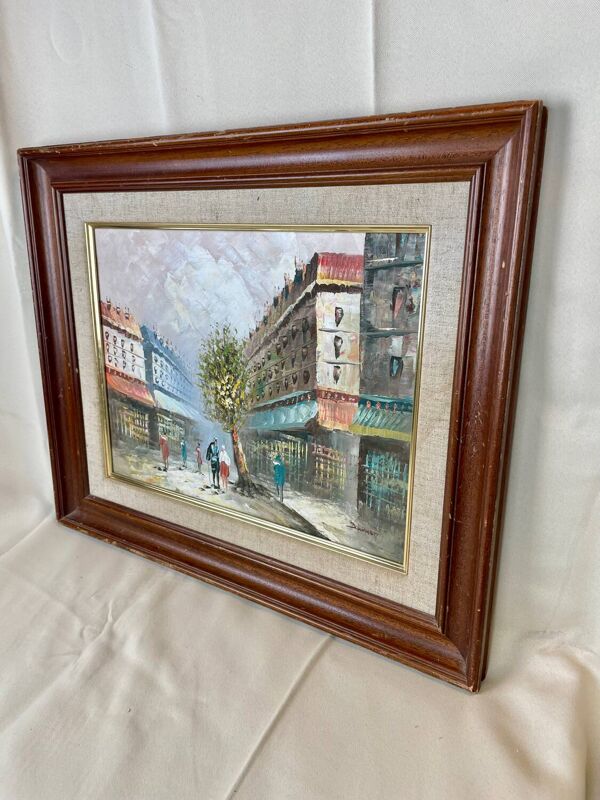 Tableau encadré huile sur toile signée Burnett