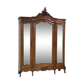 Bedroom wardrobe 3 doors louis XV style early twentieth in walnut - removable
