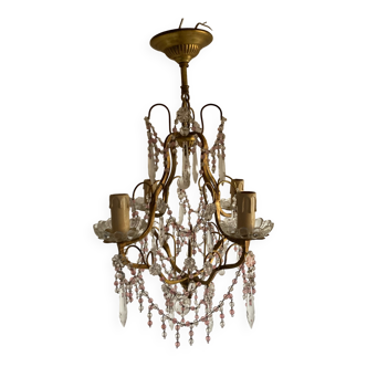 Lustre Murano perles rose