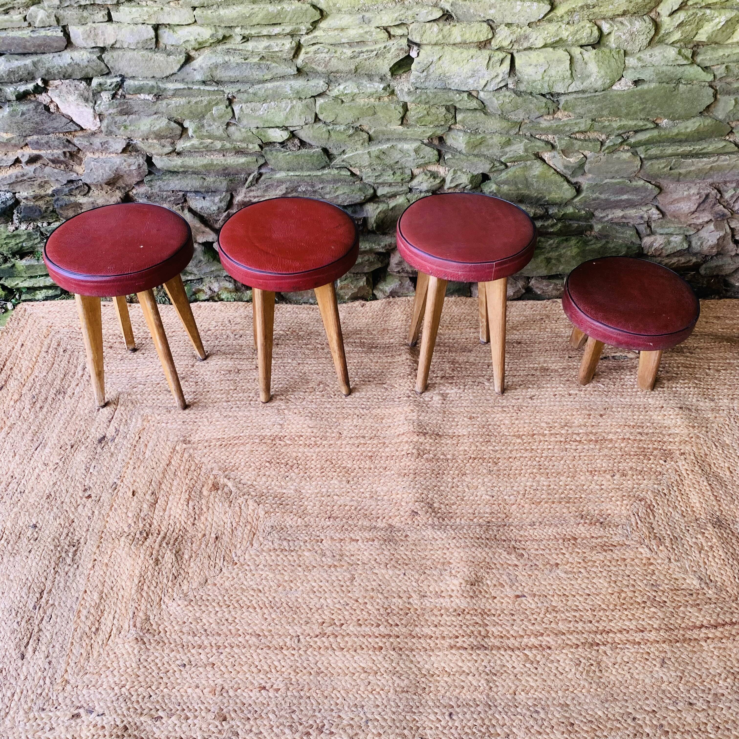 Ensemble de 4 tabourets vintage des années 60