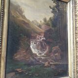 Old 19th century waterfall canvas