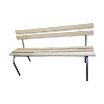 School bench with restored backrest