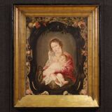 17th century Flemish oil on panel painting, Madonna and Child