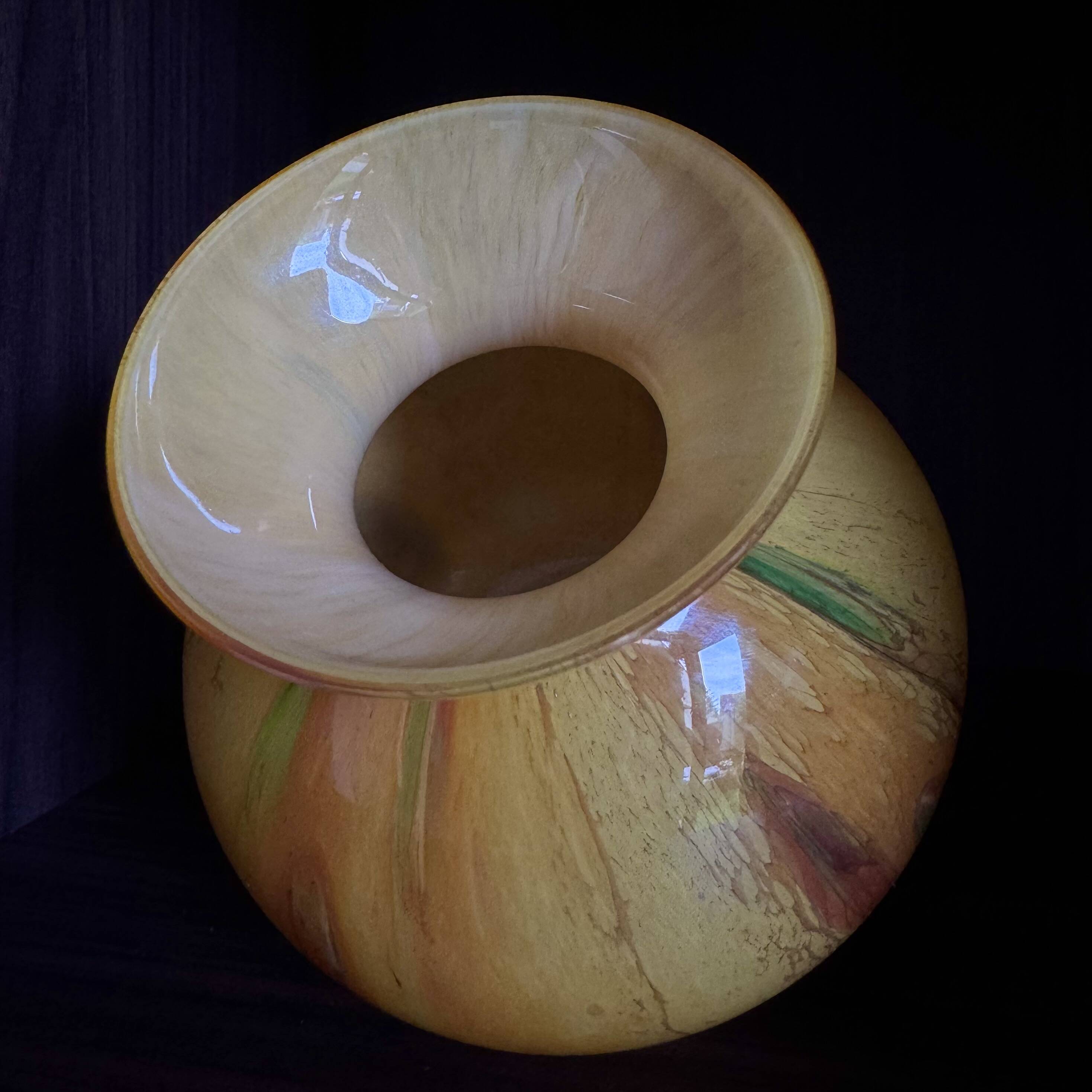 Vintage La Rochère Vase - Coloured Marbled Glass - Signed