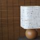 Lamp "ball" in blond wood, fabric lampshade, 70s
