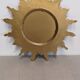 Gold metal sun mirror and witch's eye XL, Italy circa 1970.