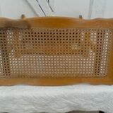 Magazine rack in wood and canework, vintage.