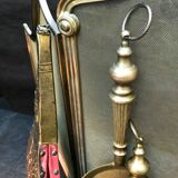 Old fire screen and accessories brass fireplace 1940 spark arrest fireplace firescreen