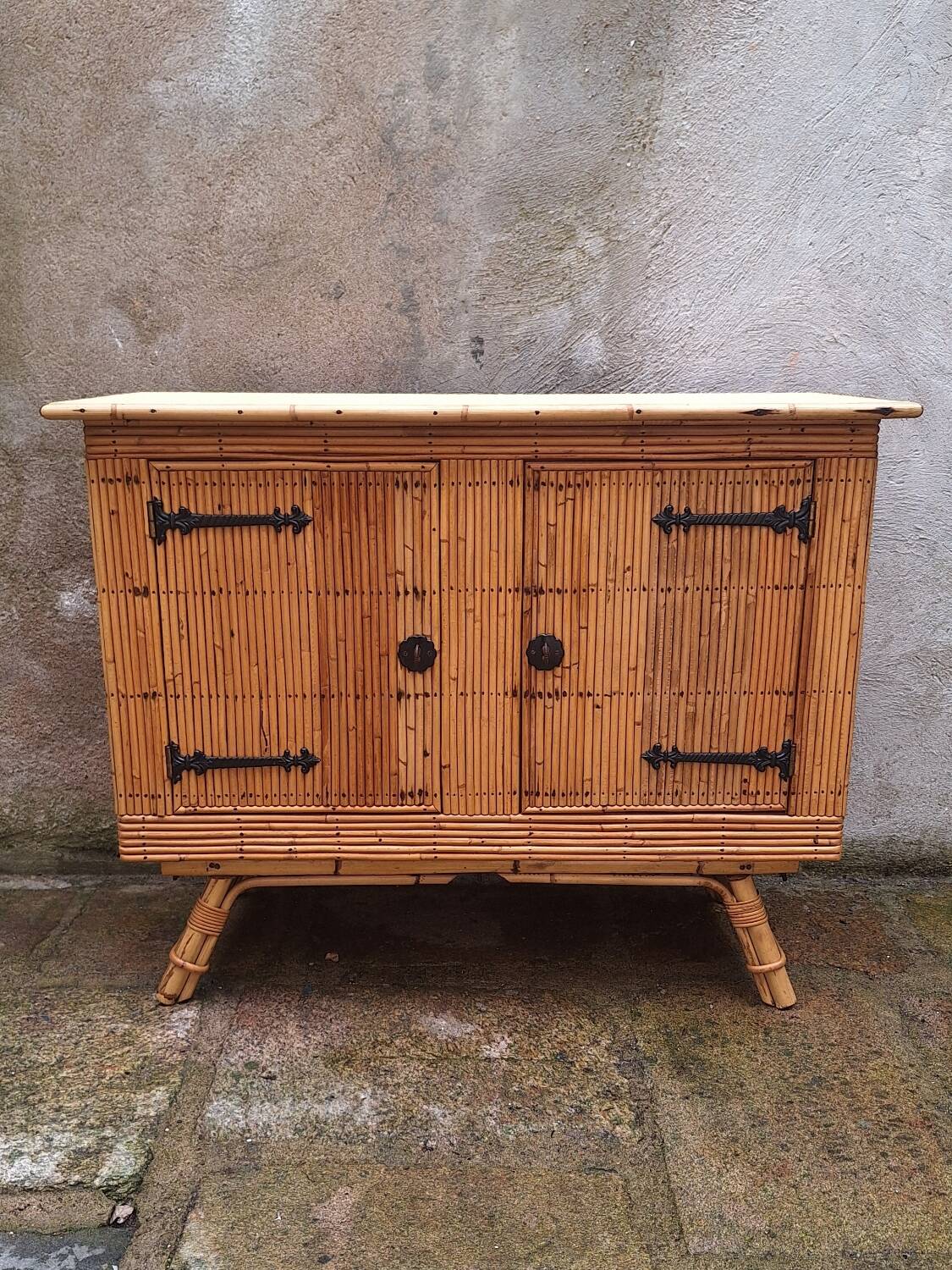 Rattan sideboard attributed to Audoux Minet